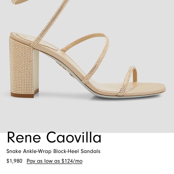 Rene Caovilla Cleo Block Heels - Beige - Picture 4 of 4